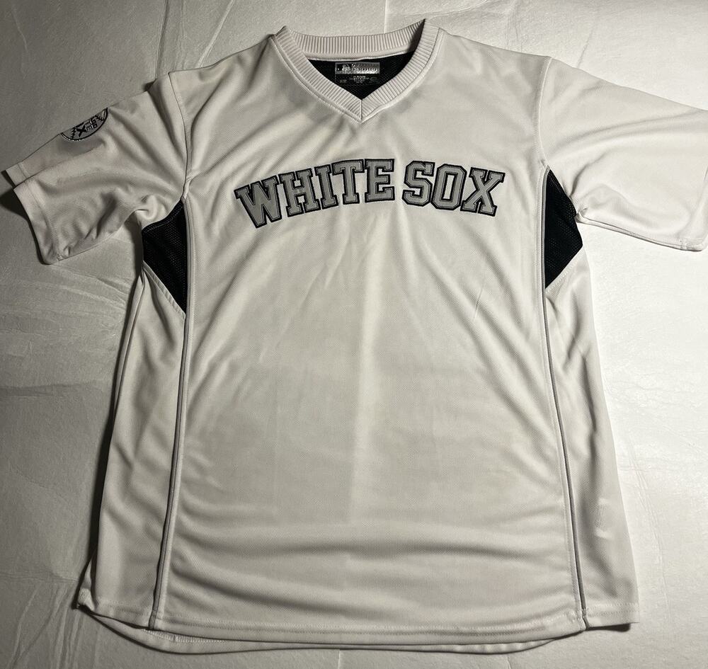 Vintage Y2K Chicago White Sox MLB True Fan Jersey Men’s M White Black V Neck